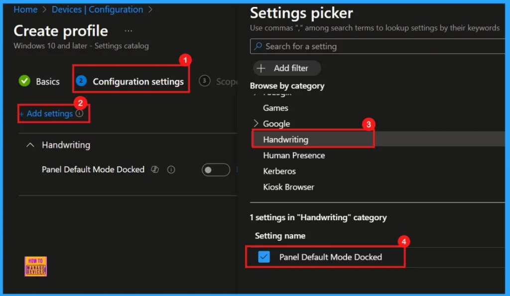How to Configure Handwriting Panel Default Mode Docked Policy using Intune - Fig.4