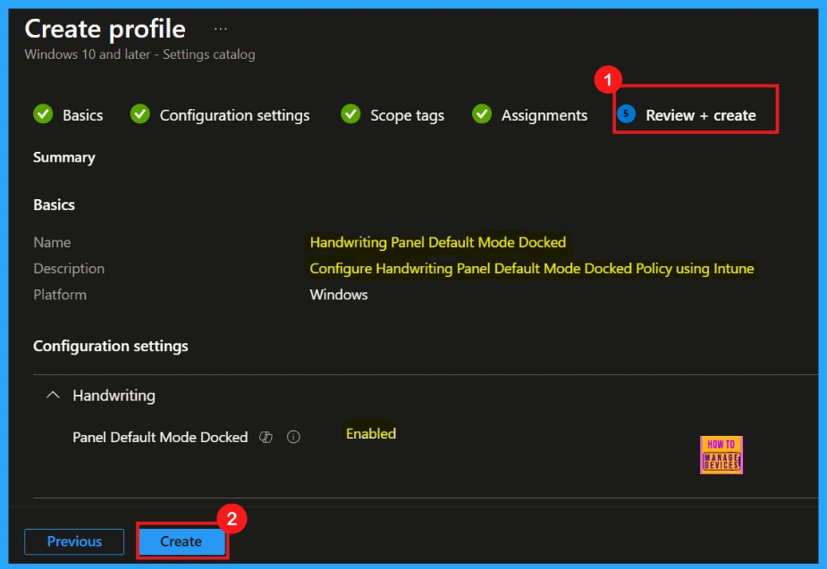 How to Configure Handwriting Panel Default Mode Docked Policy using Intune - Fig.8