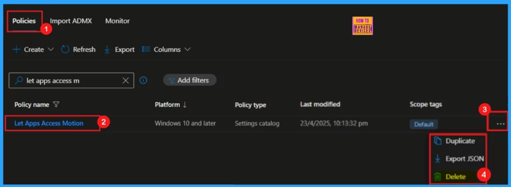 How to Control Apps Accessing Motion Privacy Policy using Intune - Fig.12