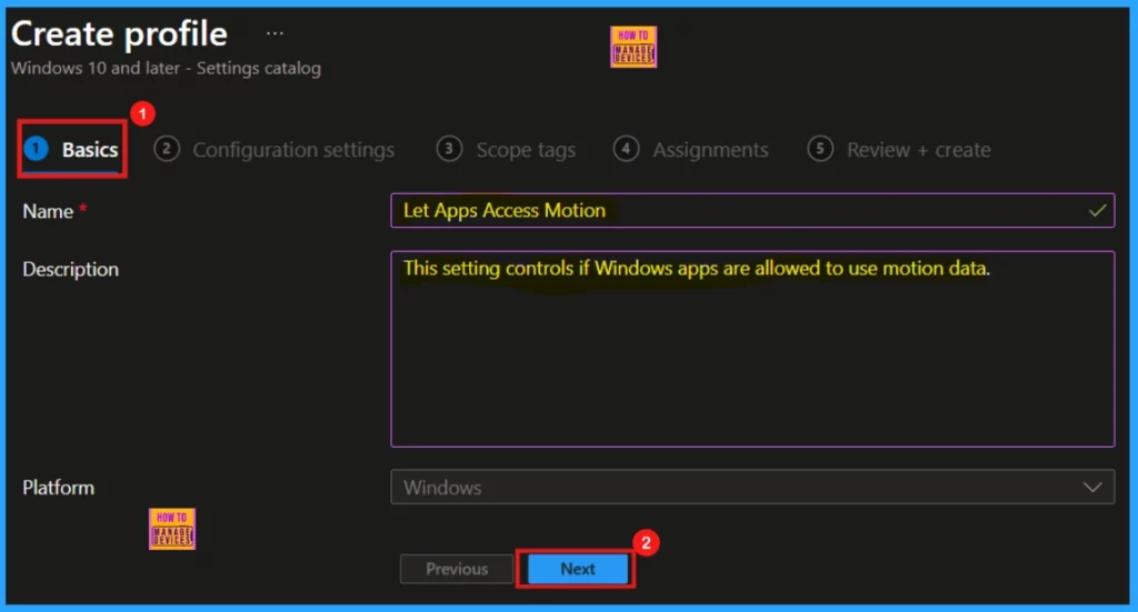 How to Control Apps Accessing Motion Privacy Policy using Intune - Fig.3