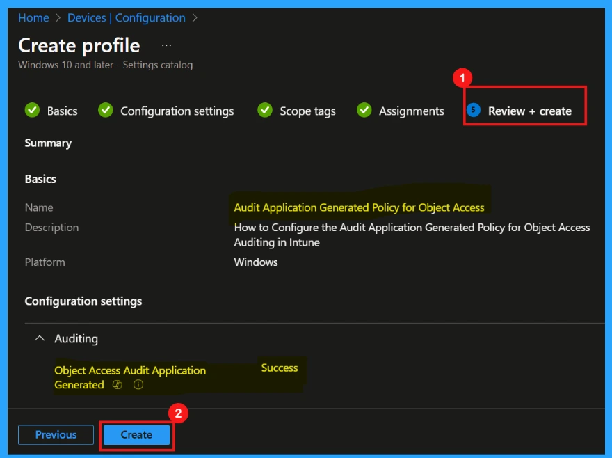 How to Configure the Audit Application Generated Policy for Object Access Auditing in Intune - Fig.8