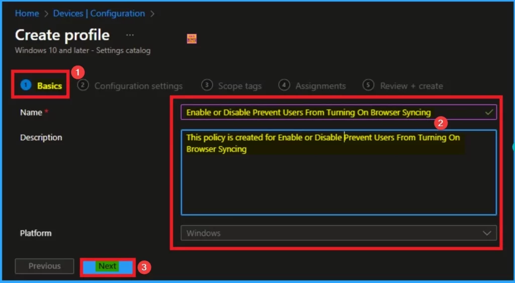 How to Enable or Disable Users From Turning on Browser Syncing Policy using Intune - Fig.4