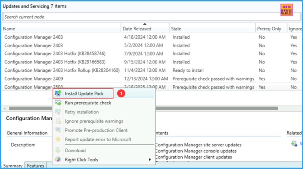 SCCM 2503 Step-by-Step In-Console Update Guide and Key Improvements. Fig. 3