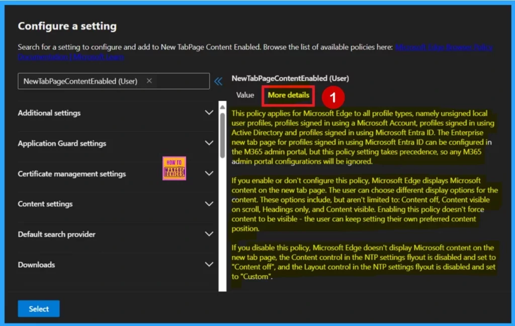 Enable or Disable New Tab Page Content Policy in MS Edge Browser using M365 Admin Center - Fig.5