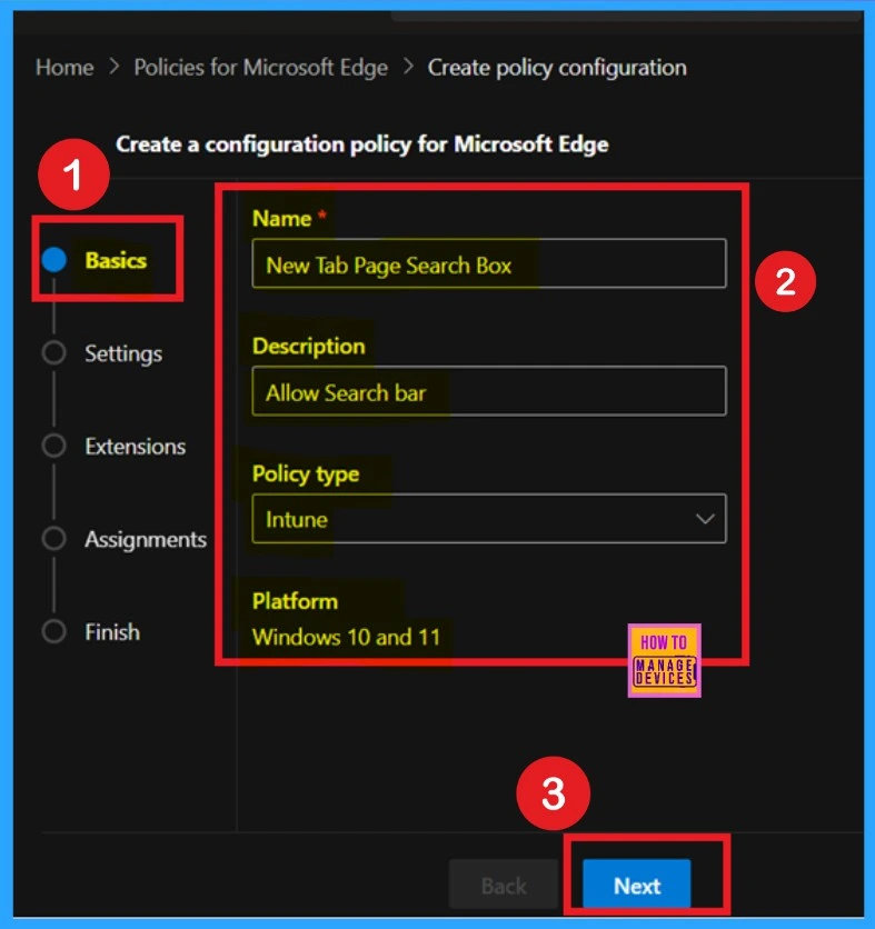 How to Configure New Tab Page Search Box Policy in MS Edge Browser using M365 Admin Center -Fig.2