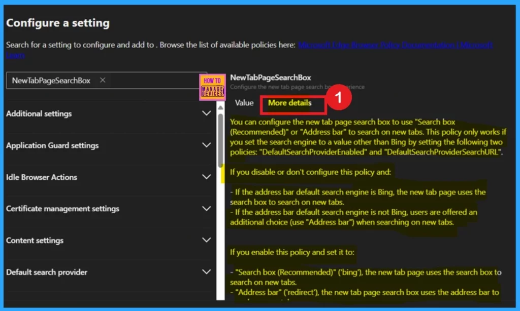 How to Configure New Tab Page Search Box Policy in MS Edge Browser using M365 Admin Center -Fig.5
