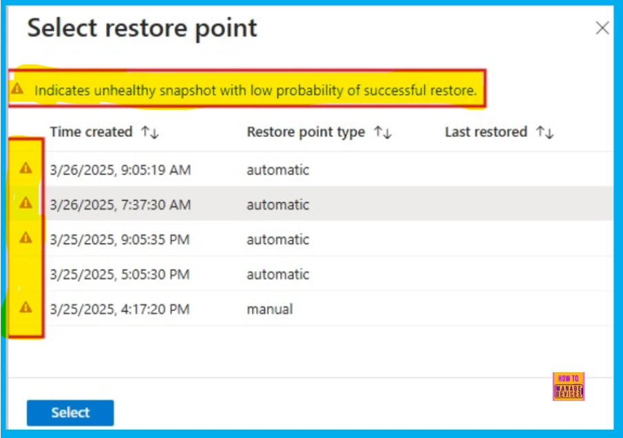 Windows 365 Snapshot Health Indicator and Enhancement in Point-in-Time Restores using Intune - Fig.3 - Creds to MS