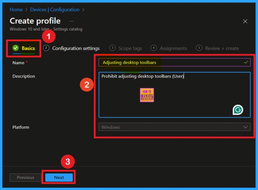 How to Prevent Users from Adjusting Desktop Toolbars using Intune Policy - Fig.3