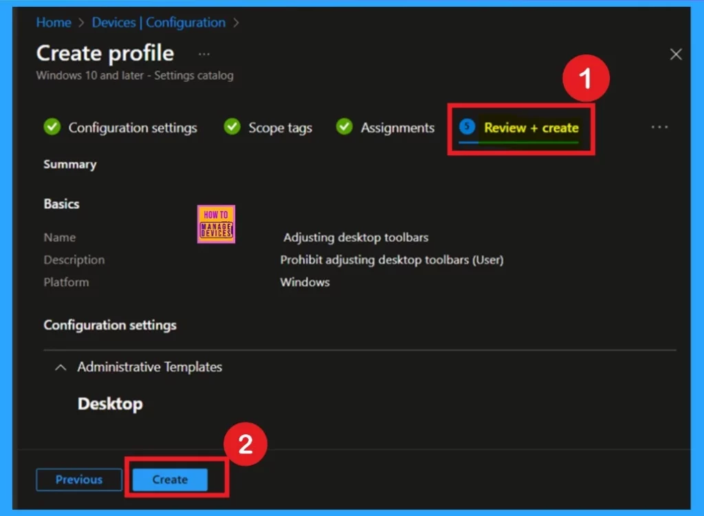 How to Prevent Users from Adjusting Desktop Toolbars using Intune Policy - Fig.9