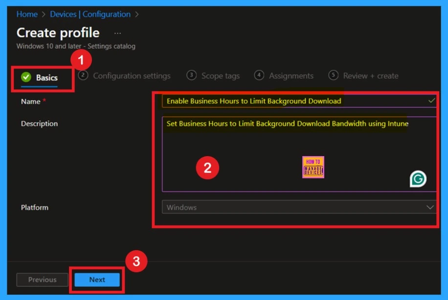 How to Set Business Hours to Limit Background Download Bandwidth Policy using Intune 3 How to Set Business Hours to Limit Background Download Bandwidth Policy using Intune - Fig.3