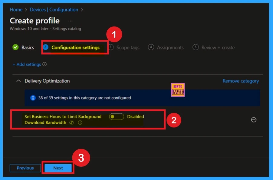 How to Set Business Hours to Limit Background Download Bandwidth Policy using Intune 5 How to Set Business Hours to Limit Background Download Bandwidth Policy using Intune - Fig.5