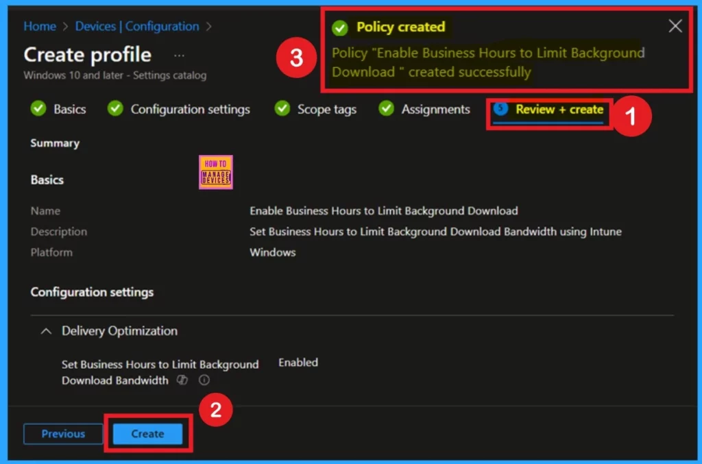 How to Set Business Hours to Limit Background Download Bandwidth Policy using Intune 9 How to Set Business Hours to Limit Background Download Bandwidth Policy using Intune - Fig.9