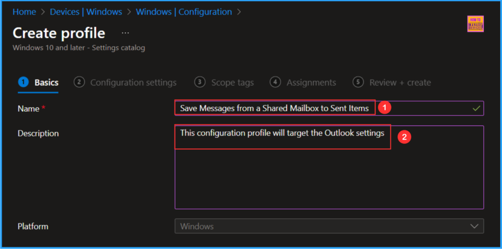 Allow Disallow to Save Messages from a Shared Mailbox to Sent Items with Intune. Fig. 4