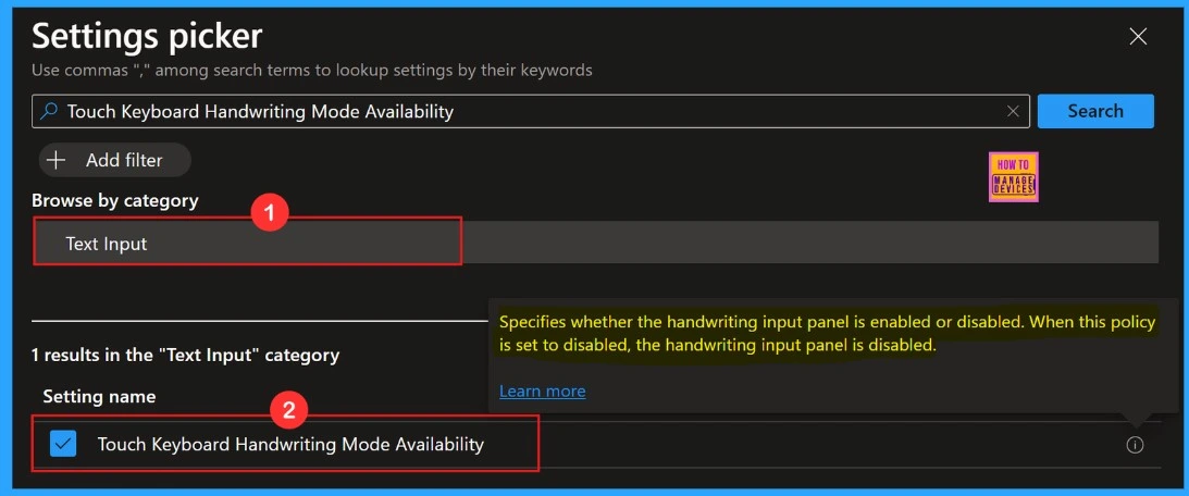 Enable or Disable Touch Keyboard Handwriting Mode Availability in Text Input using Intune Policy - Fig.6