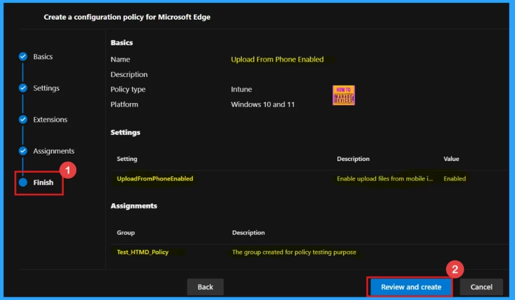 Enable or Disable Upload from Phone Policy in MS Edge Browser using M365 Admin Center - Fig.10