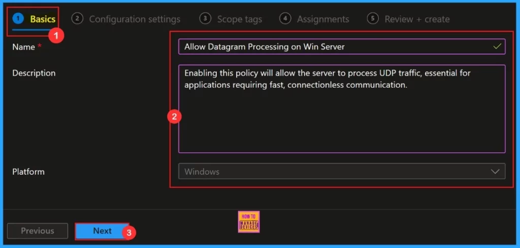How to Allow or Block Datagram Processing on Windows Server Policy using Intune - Fig.2