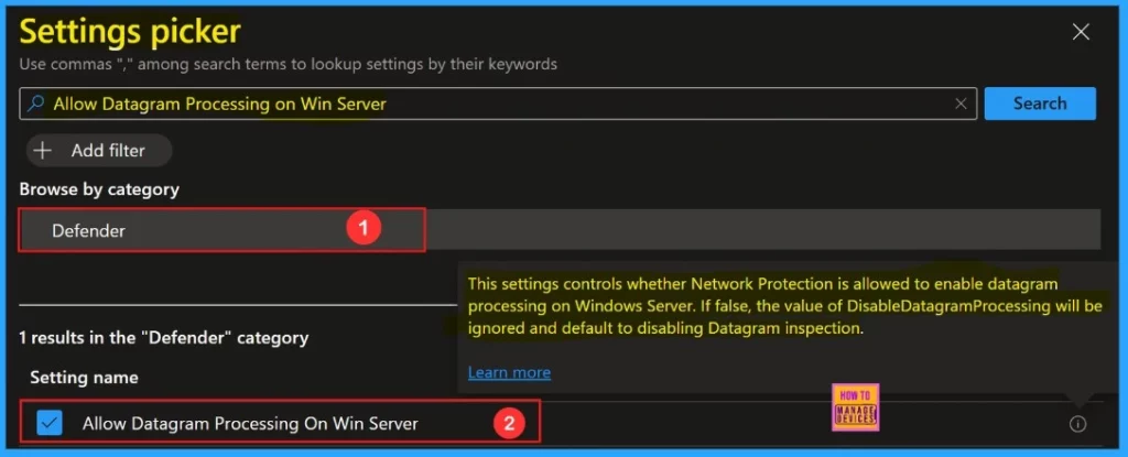 How to Allow or Block Datagram Processing on Windows Server Policy using Intune - Fig.4