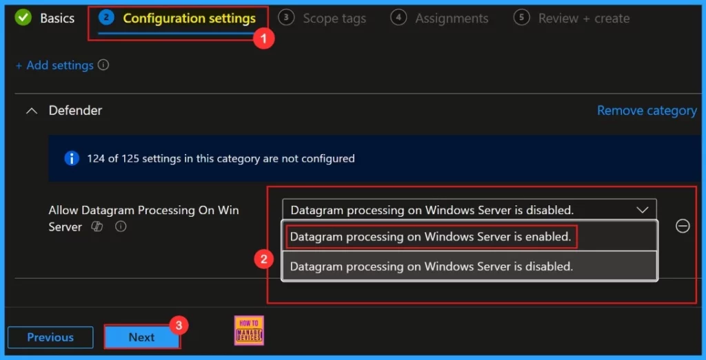 How to Allow or Block Datagram Processing on Windows Server Policy using Intune - Fig.5