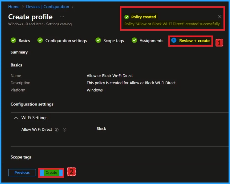 How to Allow or Block Wi-Fi Direct Policy using Intune 10 How to Allow or Block Wi-Fi Direct Policy using Intune - Fig.10