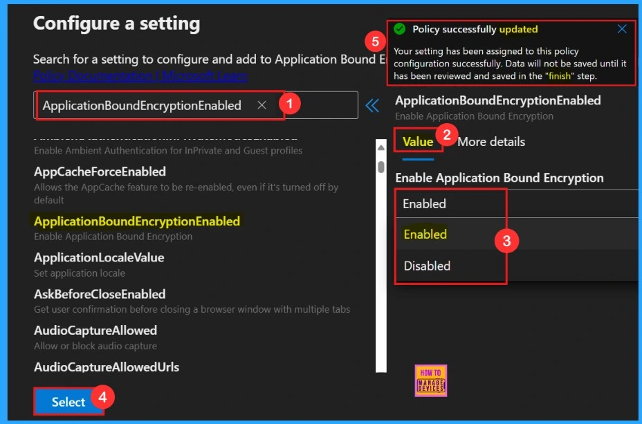 Enable or Disable Application Bound Encryption Policy in MS Edge Browser using M365 Admin Center 5 Enable or Disable Application Bound Encryption Policy in MS Edge Browser using M365 Admin Center - Fig.4