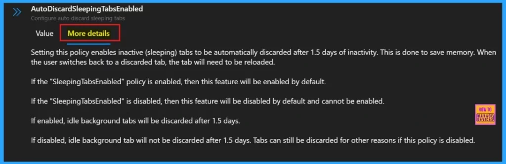 How to Configure Auto Discard Sleeping Tabs Policy in MS Edge Browser using M365 Admin Center 6 How to Configure Auto Discard Sleeping Tabs Policy in MS Edge Browser using M365 Admin Center - Fig.5