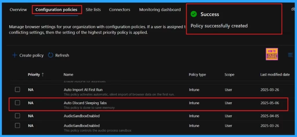 How to Configure Auto Discard Sleeping Tabs Policy in MS Edge Browser using M365 Admin Center 12 How to Configure Auto Discard Sleeping Tabs Policy in MS Edge Browser using M365 Admin Center - Fig.11