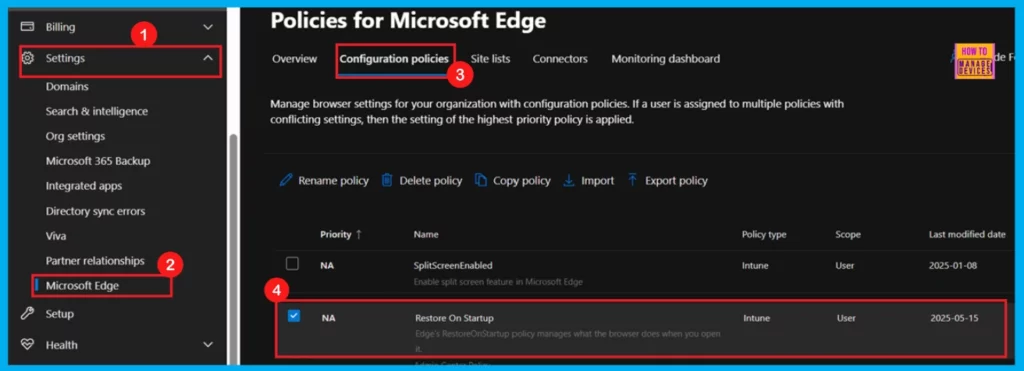 How to Configure Restore on Startup Policy in MS Edge Browser using M365 Admin Center 12 How to Configure Restore on Startup Policy in MS Edge Browser using M365 Admin Center - Fig.11