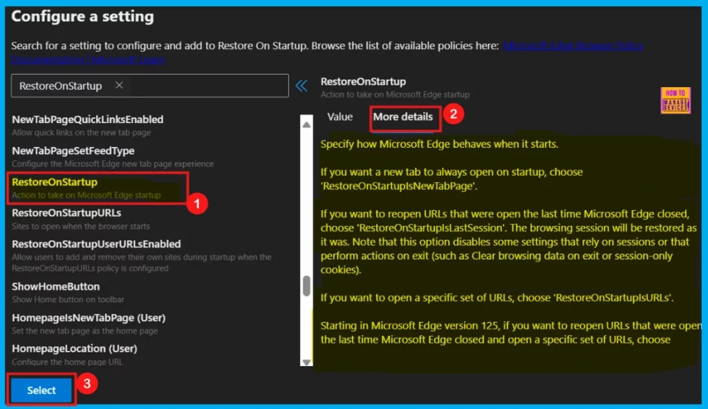 How to Configure Restore on Startup Policy in MS Edge Browser using M365 Admin Center 6 How to Configure Restore on Startup Policy in MS Edge Browser using M365 Admin Center - Fig.5