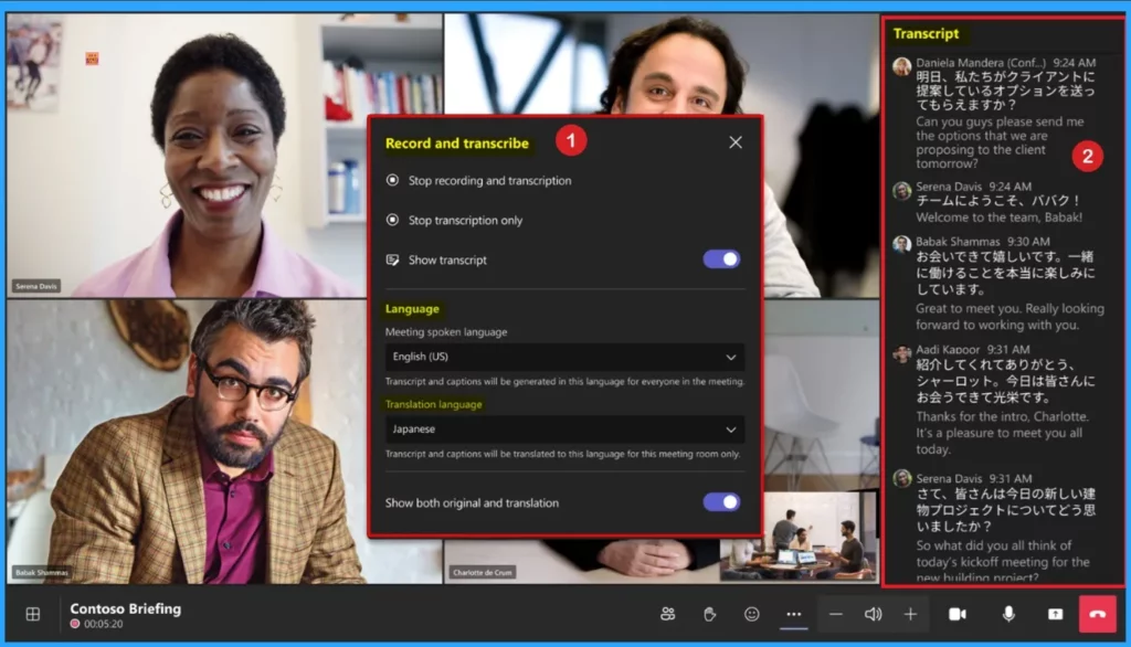 How to Manage Live Transcription in Teams Rooms on Windows with Enhanced Language and Speaker Controls - Fig.2 - Creds to MS
