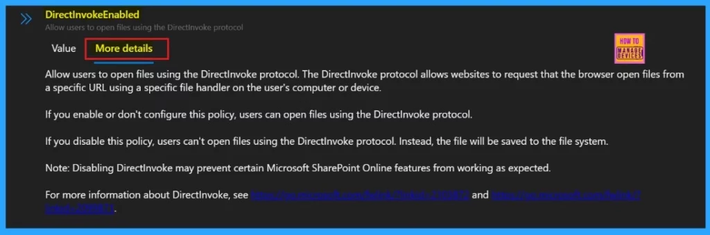 Allow or Block Users to Open Files using DirectInvoke Protocol Policy in Edge Browser using M365 Admin Center 6 Allow or Block Users to Open Files using DirectInvoke Protocol Policy in Edge Browser using M365 Admin Center - Fig.5