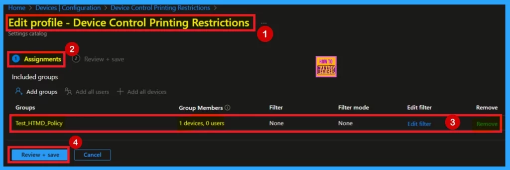 Enable Disable Device Control Printing Restrictions Policy using Intune - Fig.12