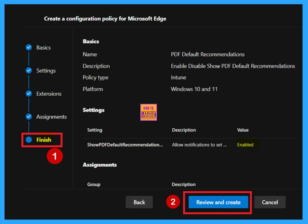 Enable Disable Show PDF Default Recommendations Policy in MS Edge using M365 Admin Center 9 Enable Disable Show PDF Default Recommendations in MS Edge using M365 - Fig. 8
