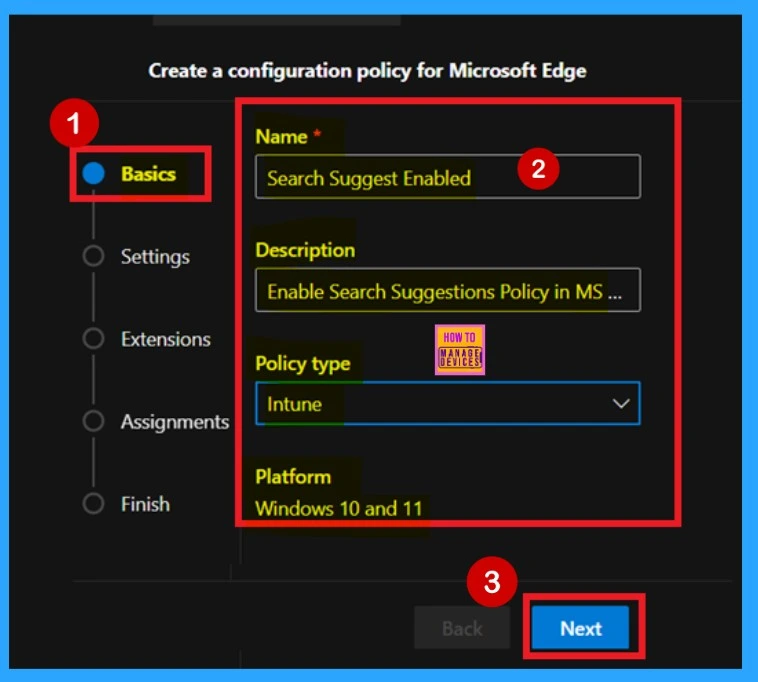 Enable Disable Web Search Suggestions Policy in MS Edge Browser using M365 Admin Center - Fig.2