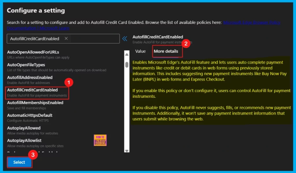 How to Enable or Disable Autofill Credit Card Policy in MS Edge Browser using M365 Admin Center 6 How to Enable or Disable Autofill Credit Card Policy in MS Edge Browser using M365 Admin Center - Fig.5