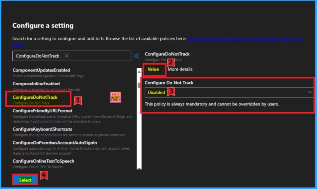 How to Configure Do Not Track Policy in MS Edge Browser using M365 Admin Center 7 How to Configure Do Not Track Policy in MS Edge Browser using M365 Admin Center - Fig.6