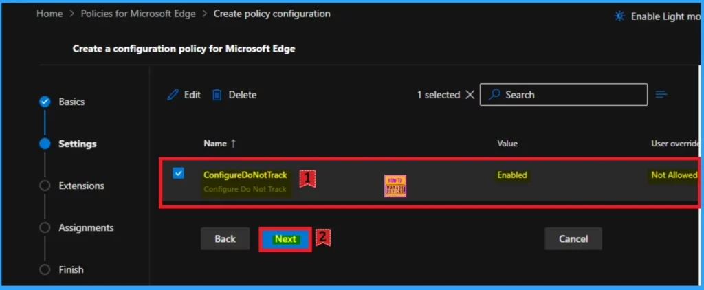 How to Configure Do Not Track Policy in MS Edge Browser using M365 Admin Center 9 How to Configure Do Not Track Policy in MS Edge Browser using M365 Admin Center - Fig.8