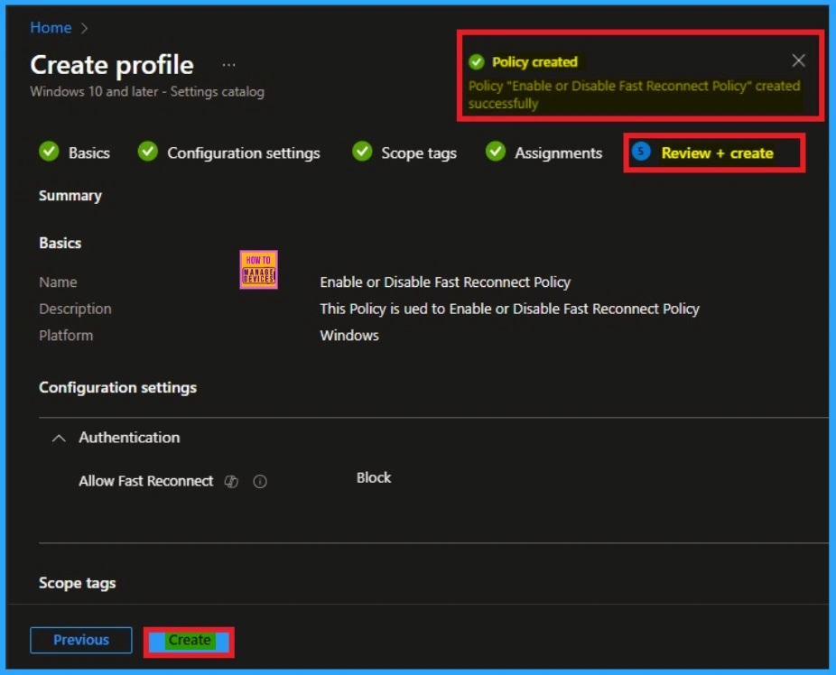 How to Allow or Block Fast Reconnect Policy using Intune 10 Enable or Disable Fast Reconnect Policy using Intune - Fig.10