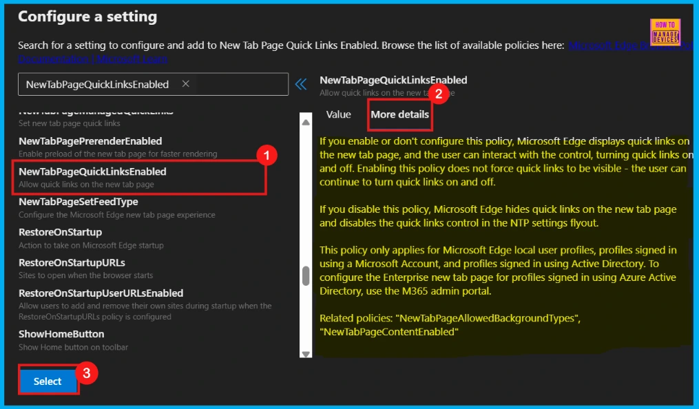Enable or Disable New Tab Page Quick Links Policy in MS Edge Browser using Microsoft 365 Admin Center 6 Enable or Disable New Tab Page Quick Links Policy in MS Edge Browser using Microsoft 365 Admin Center - Fig.4