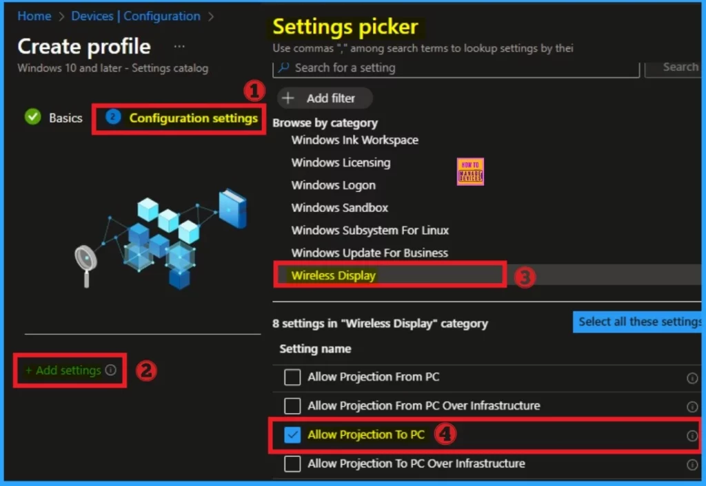 How to Configure Allow Projection to PC Policy in Wireless Display using Intune - Fig.5