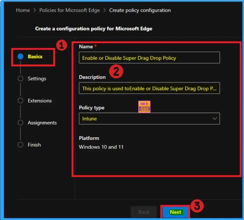 Enable or Disable Super Drag Drop Policy in MS Edge Browser using M365 Admin Center - Fig.2