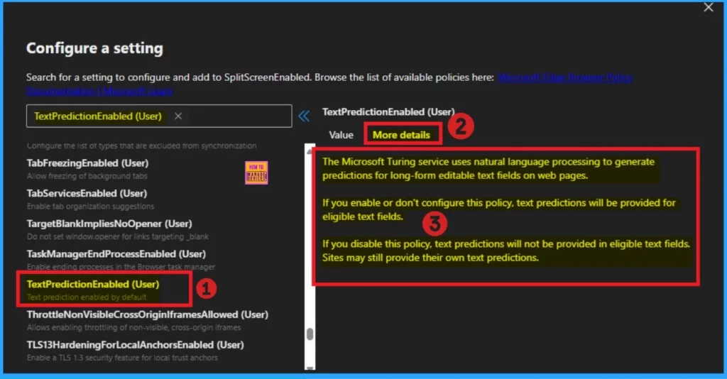 Enable or Disable Text Prediction Policy in MS Edge Browser using M365 Admin Center 6 Enable or Disable Text Prediction Policy in MS Edge Browser using M365 Admin Center - Fig.5