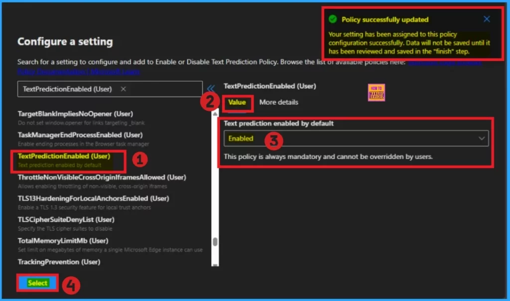 Enable or Disable Text Prediction Policy in MS Edge Browser using M365 Admin Center 8 Enable or Disable Text Prediction Policy in MS Edge Browser using M365 Admin Center - Fig.7