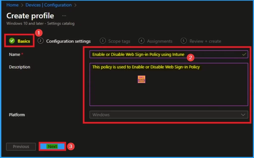 Enable or Disable Web Sign-in Policy for Windows using Intune - Fig.4