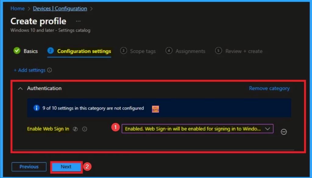 Enable or Disable Web Sign-in Policy for Windows using Intune - Fig.7