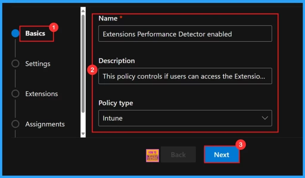 Enable or Disable Extensions Performance Detector in MS Edge Browser using M365 Admin Center - Fig.2
