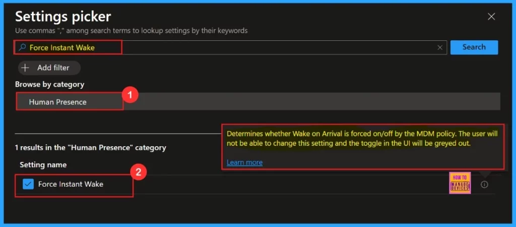 Enable or Disable Instant Wake Policy in Human Presence using Intune 7 How to Configure Force Instant Wake Policy in Human Presence using Intune Settings Catalog Policy - Fig.6
