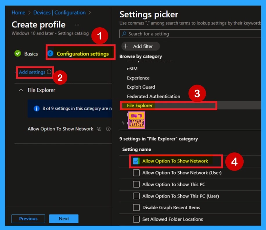 How to Allow or Block Option to Show Network using Intune Policy 5 How to Allow or Block Option to Show Network using Intune Policy -Fig.5