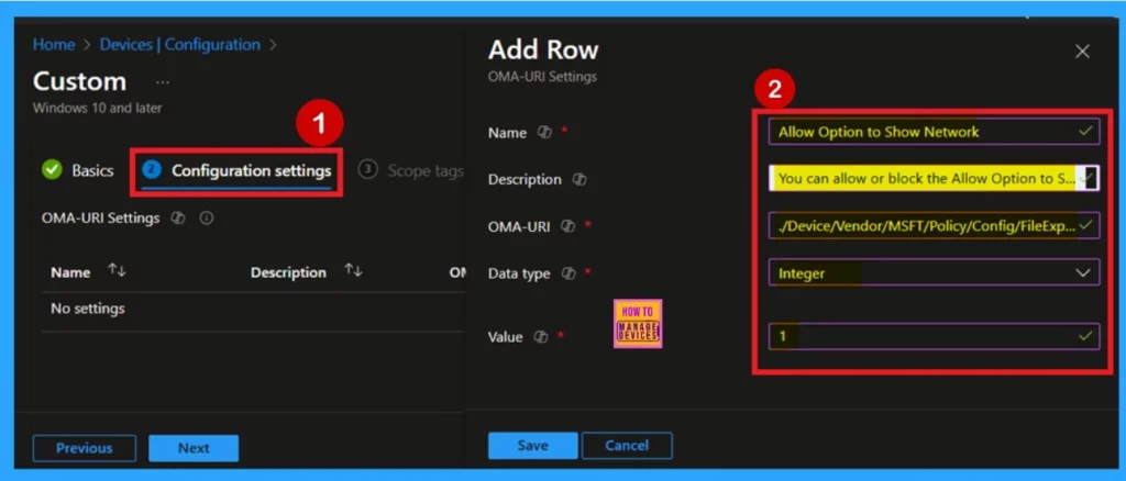How to Allow or Block Option to Show Network using Intune Policy 2 How to Allow or Block Option to Show Network using Intune Policy -Fig.2