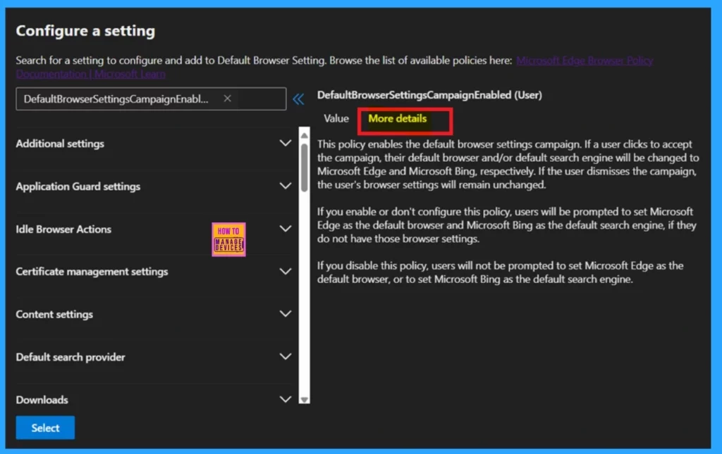 Enable Disable Default Browser Settings Campaign Policy in MS Edge Browser using M365 Admin Center-Fig.5