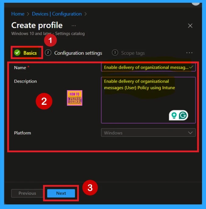 How to Enable or Disable Delivery of Organizational Messages Policy using Intune 4 How to Enable Delivery of Organizational Messages Policy using Intune - Fig.3